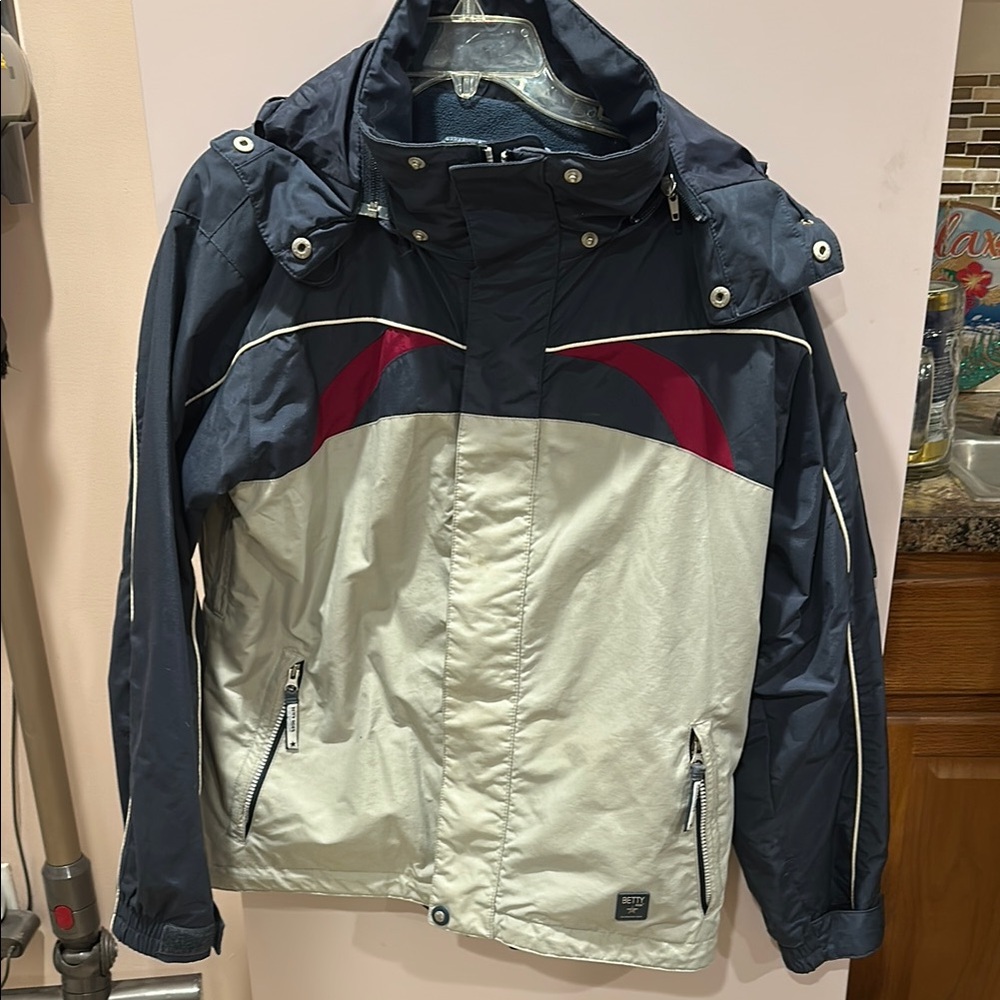 Vintage Betty Rides Blue & Gray Performance Snowboard Jacket w Technical Design